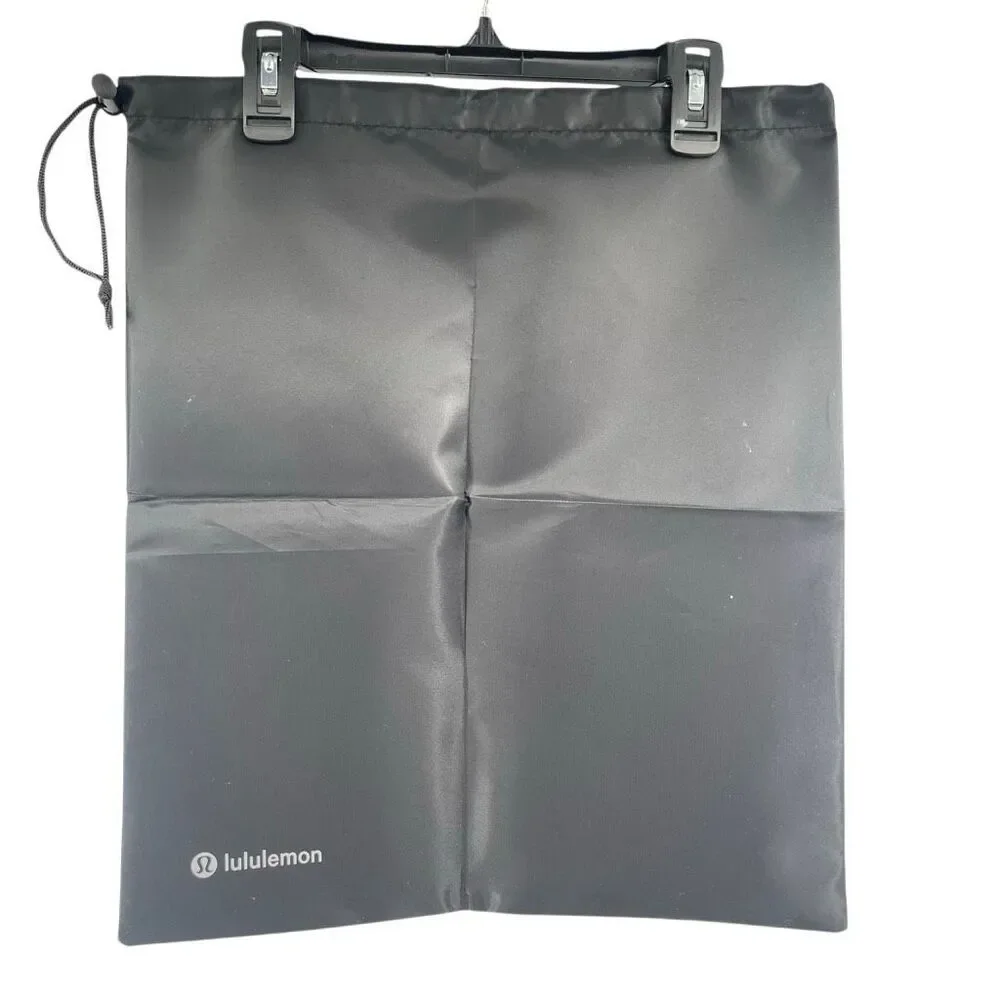 Lululemon Black Drawstring Storage Bag Shoe Gym Travel Pouch New